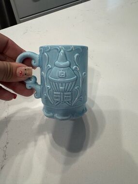 Light Blue Embossed Ceramic Mug - Decorative Home Art